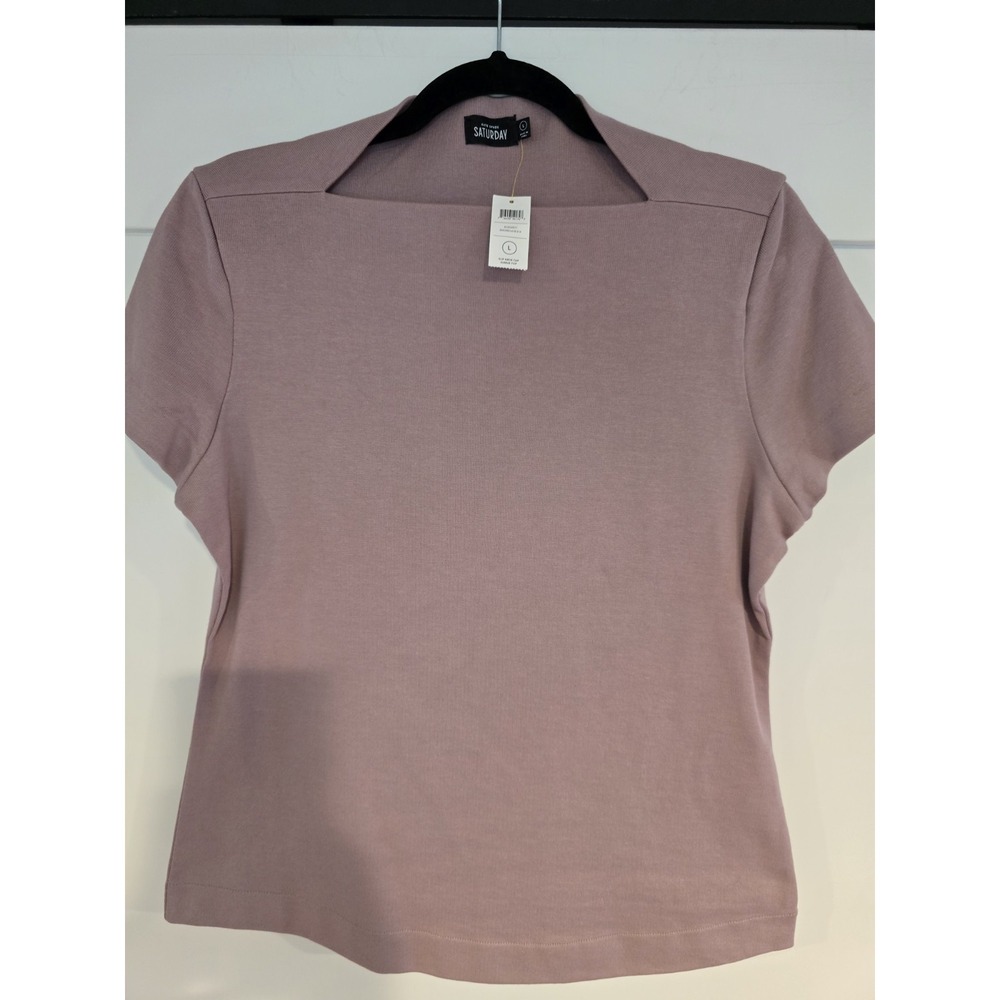 Kate Spade Saturday Slip Neck Cap Sleeve Top Smoke Lavender Knit NWT - Large '13